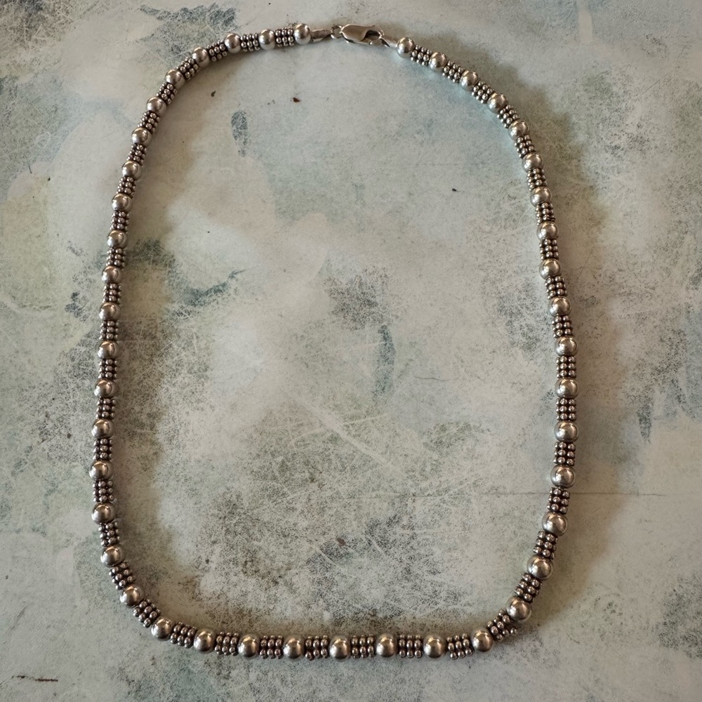 Elegant Sterling Silver Beaded Necklace